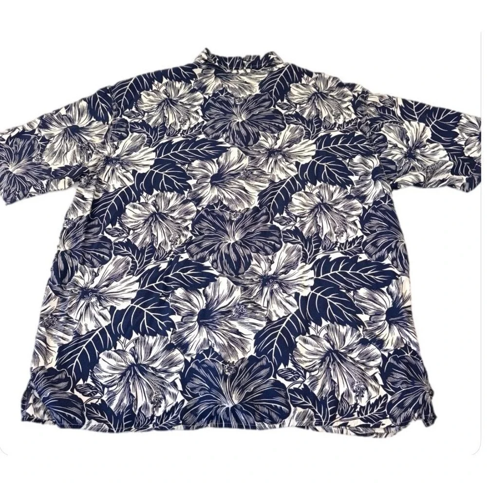 Polo Jeans Co Ralph Lauren Shirt Mens 2XL Blue Hibiscus Floral Rayon Hawaiian